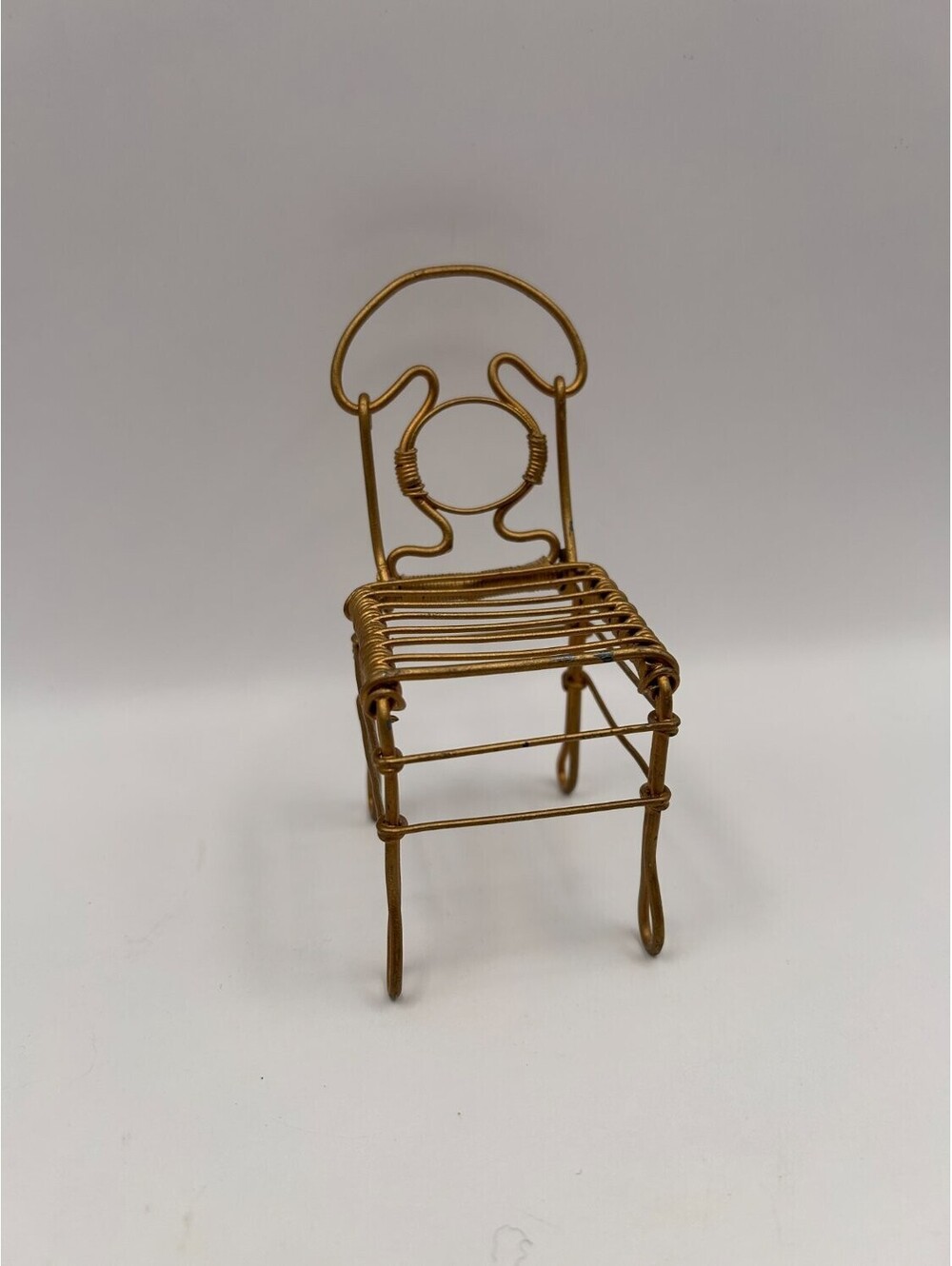 Vintage Miniature Twisted Chair Tone Bistro Dollhouse Furniture Looped Feet